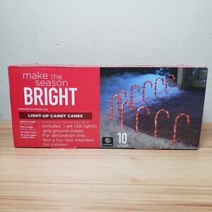 Make The Season Bright Light Up Candy Canes Indoor Outdoor Christmas Lights NWT